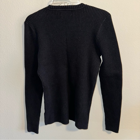 St. John’s Bay Black V-Neck Ribbed Sweater size S 80% cotton - Picture 2 of 2